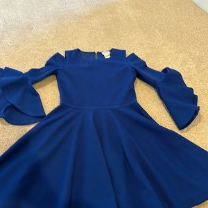 Beautiful girls blue dress pretty sleeves and shoulder cut out